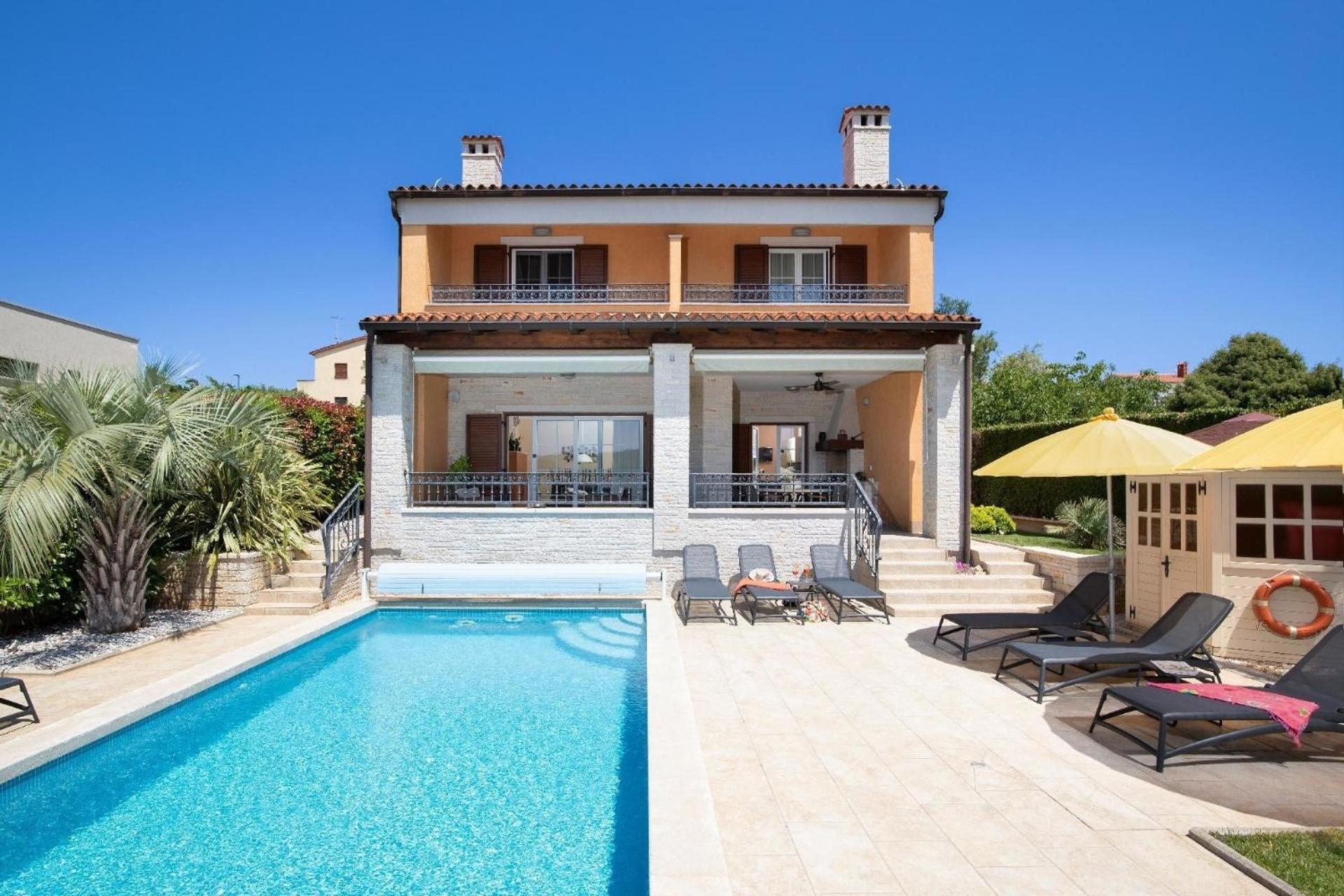 Ferienhaus In Pomer Mit Privatem Beheizten Pool Und Meerblick Ngoại thất bức ảnh